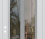 Modern Steel Front Door Diamond C14 36" x 96" white/white clear Glass Panel stainless steel RHI with Transom clear Glass