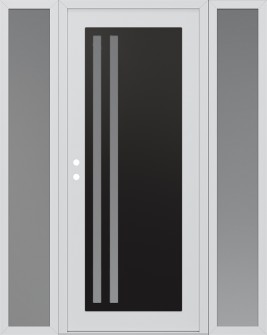 Diamond C6 68" x 80" white/white frosted Glass Panel black RHI with 2 Sidelites frosted Glass