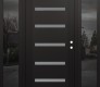 Modern Steel Front Door Diamond C7 68" x 80" black/white frosted Glass Panel black LHI with 2 Sidelites mirrored Glass