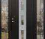Modern Steel Front Door DIAMOND A7 68" X 80" BLACK/BLACK CLEAR GLASS PANEL STAINLESS STEEL RHI WITH 2 SIDELITES CLEAR GLASS