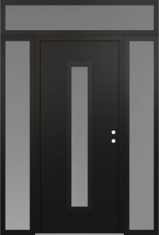 DIAMOND A11 64" X 96" BLACK/WHITE FROSTED GLASS PANEL BLACK LHI WITH 2 SIDELITES AND TRANSOM FROSTED GLASS