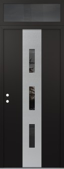 DIAMOND A7 36" X 96" BLACK/BLACK MIRRORED GLASS PANEL STAINLESS STEEL RHI WITH TRANSOM MIRRORED GLASS