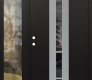 Modern Steel Front Door DIAMOND A3 52" X 80" BLACK/BLACK MIRRORED GLASS PANEL STAINLESS STEEL RHI WITH SIDELITE CLEAR GLASS