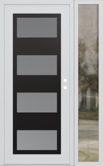 Diamond C2 52" x 80" white/white frosted Glass Panel black LHI with Sidelite clear Glass