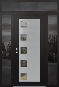 Diamond C5 60" x 96" black/black clear Glass Panel stainless steel RHI with 2 Sidelites and Transom mirrored Glass