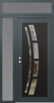 Diamond C12 52" x 96" anthracite/anthracite clear Glass Panel black RHI with Sidelite and Transom frosted Glass