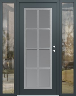 Diamond C16 60" x 80" anthracite/anthracite frosted Glass Panel stainless steel LHI with 2 Sidelites clear Glass