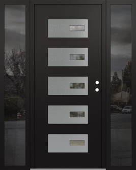 Diamond D7 60" x 80" black/black clear Glass Panel stainless steel LHI with 2 Sidelites mirrored Glass