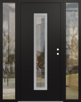 DIAMOND A11 60" X 80" BLACK/BLACK CLEAR GLASS PANEL STAINLESS STEEL LHI WITH 2 SIDELITES CLEAR GLASS