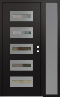 Diamond D4 48" x 80" black/black clear Glass Panel stainless steel LHI with Sidelite frosted Glass