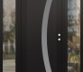 Modern Steel Front Door Diamond C4 64" x 80" black/white frosted Glass Panel black LHI with 2 Sidelites clear Glass