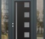 Modern Steel Front Door Diamond C3 68" x 96" anthracite/anthracite frosted Glass Panel black RHI with 2 Sidelites and Transom clear Glass