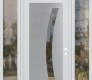 Modern Steel Front Door Diamond C4 64" x 96" white/white clear Glass Panel stainless steel LHI with 2 Sidelites and Transom clear Glass