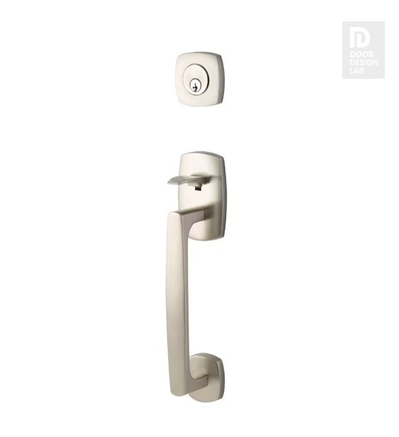 EMTEK URBAN MODERN SECTIONAL DOUBLE CYLINDER KEYD 4725 SATIN NICKEL US15 for Steel Front Doors