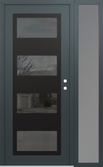 Diamond C2 48" x 80" anthracite/anthracite mirrored Glass Panel black LHI with Sidelite frosted Glass