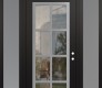 Modern Steel Front Door Diamond C16 68" x 96" black/black clear Glass Panel stainless steel LHI with 2 Sidelites and Transom frosted Glass