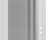 Modern Steel Front Door Diamond C6 36" x 96" white/white frosted Glass Panel stainless steel LHI with Transom mirrored Glass