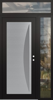 Diamond C13 50" x 96" black/white frosted Glass Panel stainless steel LHI with Sidelite and Transom clear Glass