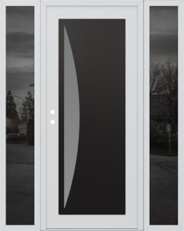 Diamond C13 60" x 80" white/white frosted Glass Panel black RHI with 2 Sidelites mirrored Glass