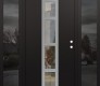 Modern Steel Front Door DIAMOND A10 68" X 80" BLACK/BLACK CLEAR GLASS PANEL STAINLESS STEEL LHI WITH 2 SIDELITES MIRRORED GLASS