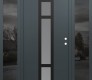 Modern Steel Front Door DIAMOND A9 60" X 80" ANTHRACITE/ANTHRACITE FROSTED GLASS PANEL BLACK LHI WITH 2 SIDELITES MIRRORED GLASS