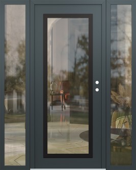 Diamond C1 64" x 80" anthracite/anthracite clear Glass Panel black LHI with 2 Sidelites clear Glass