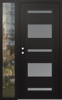 Diamond C10 50" x 80" black/white frosted Glass Panel black RHI with Sidelite clear Glass