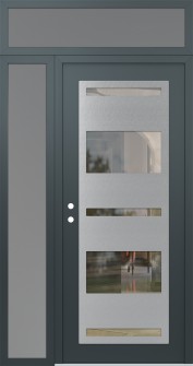 Diamond C10 52" x 96" anthracite/anthracite clear Glass Panel stainless steel RHI with Sidelite and Transom frosted Glass