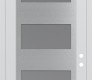 Modern Steel Front Door Diamond C2 36" x 96" white/white frosted Glass Panel stainless steel LHI with Transom clear Glass