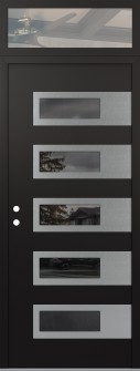 Diamond D3 36" x 96" black/black Mirrored Glass Panel stainless steel RHI with Transom clear Glass