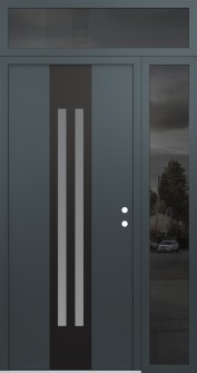 DIAMOND A8 50" X 96" ANTHRACITE/ANTHRACITE FROSTED GLASS PANEL BLACK LHI WITH SIDELITE AND TRANSOM MIRRORED GLASS