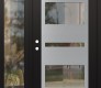Modern Steel Front Door Diamond C10 48" x 80" black/black clear Glass Panel stainless steel RHI with Sidelite clear Glass