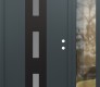 Modern Steel Front Door DIAMOND A7 48" X 80" ANTHRACITE/ANTHRACITE FROSTED GLASS PANEL BLACK LHI WITH SIDELITE CLEAR GLASS