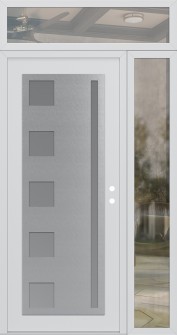 Diamond C3 52" x 96" white/white frosted Glass Panel stainless steel LHI with Sidelite and Transom clear Glass