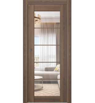Avon 5 Lite Clear Vetro Pecan Nutwood Pocket doors