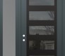 Modern Steel Front Door Diamond C9 50" x 96" anthracite/anthracite mirrored Glass Panel black RHI with Sidelite and Transom frosted Glass