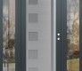 Modern Steel Front Door Diamond C3 60" x 80" anthracite/anthracite frosted Glass Panel stainless steel LHI with 2 Sidelites clear Glass