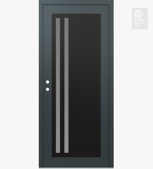 Modern Steel Front Door Diamond C6 36" x 80" anthracite/anthracite frosted Glass Panel black RHI