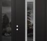 Modern Steel Front Door DIAMOND A1 52" X 96" BLACK/BLACK MIRRORED GLASS PANEL STAINLESS STEEL RHI WITH SIDELITE AND TRANSOM MIRRORED GLASS