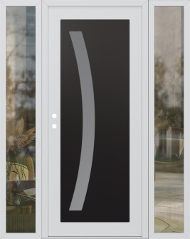 Diamond C4 60" x 80" white/white frosted Glass Panel black RHI with 2 Sidelites clear Glass
