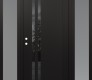 Modern Steel Front Door Diamond C6 60" x 80" black/black mirrored Glass Panel black RHI with 2 Sidelites frosted Glass