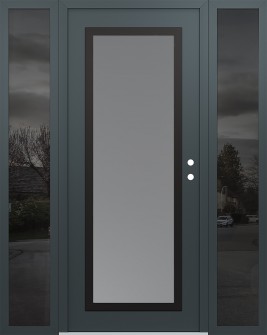 Diamond C1 64" x 80" anthracite/anthracite frosted Glass Panel black LHI with 2 Sidelites mirrored Glass