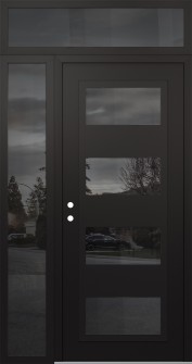 Diamond C2 50" x 96" black/black mirrored Glass Panel black RHI with Sidelite and Transom mirrored Glass