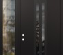 Modern Steel Front Door DIAMOND A8 48" X 96" BLACK/BLACK MIRRORED GLASS PANEL BLACK RHI WITH SIDELITE AND TRANSOM CLEAR GLASS