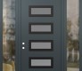 Modern Steel Front Door Diamond D1 64" x 96" anthracite/anthracite frosted Glass Panel black RHI with 2 Sidelites and Transom clear Glass