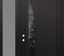Modern Steel Front Door Diamond C13 48" x 96" black/black mirrored Glass Panel black RHI with Sidelite and Transom frosted Glass
