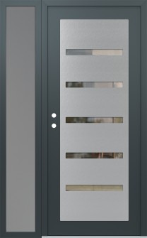 Diamond C7 48" x 80" anthracite/anthracite clear Glass Panel stainless steel RHI with Sidelite frosted Glass