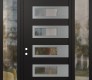 Modern Steel Front Door Diamond D3 68" x 96" black/black clear Glass Panel stainless steel RHI with 2 Sidelites and Transom clear Glass