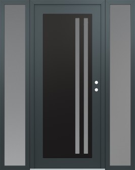 Diamond C6 64" x 80" anthracite/anthracite frosted Glass Panel black LHI with 2 Sidelites frosted Glass