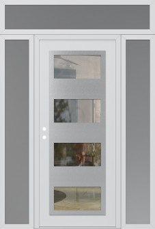 Diamond C2 60" x 96" white/white clear Glass Panel stainless steel RHI with 2 Sidelites and Transom frosted Glass